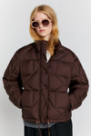 KAREN WALKER QUEST MONOGRAM DOWN PUFFER-MAHOGANY