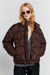KAREN WALKER QUEST MONOGRAM DOWN PUFFER-MAHOGANY
