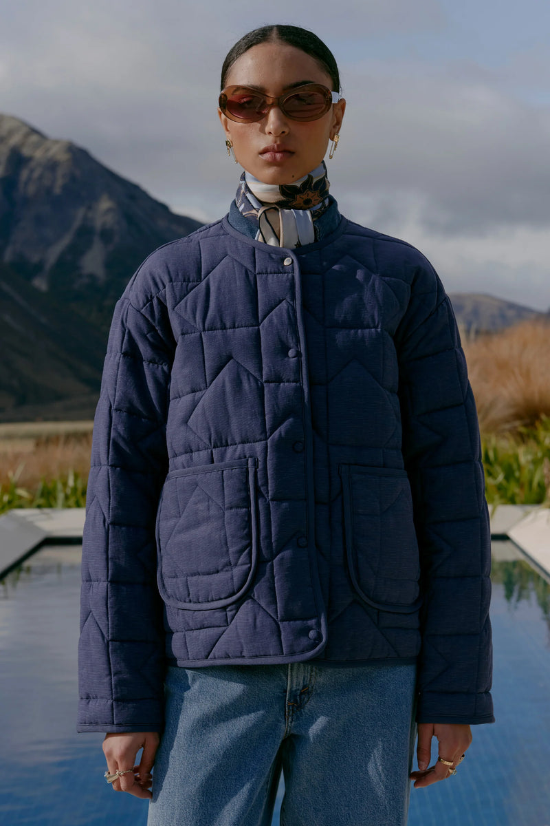 KAREN WALKER QUILTED DRIFT JACKET-NAVY