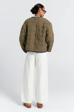 KAREN WALKER QUILTED DRIFT JACKET-KHAKI/NAVY