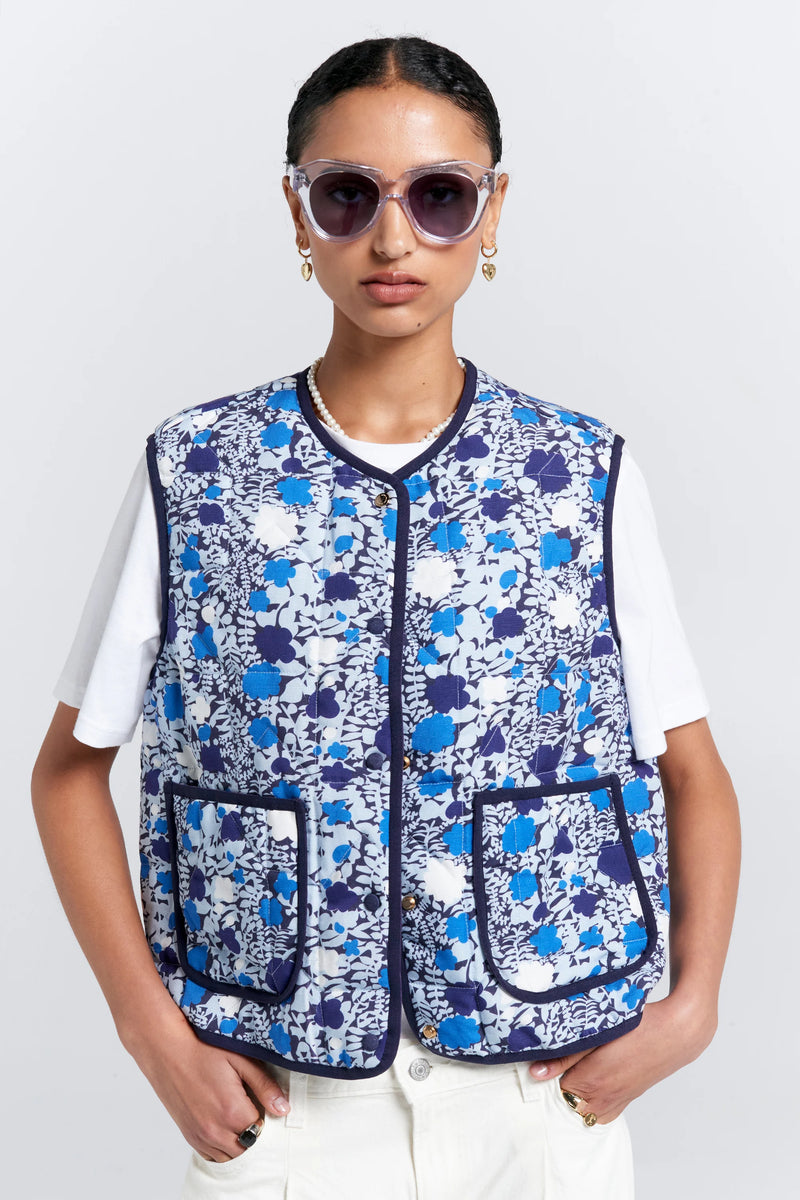 KAREN WALKER QUILTED DRIFT VEST-BLUE MULTI