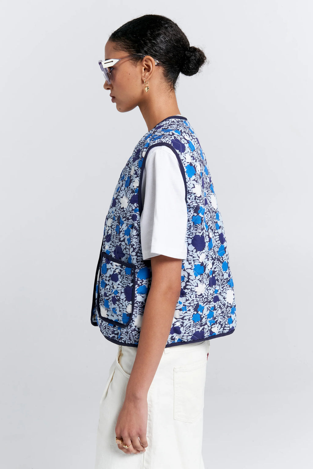 KAREN WALKER QUILTED DRIFT VEST-BLUE MULTI