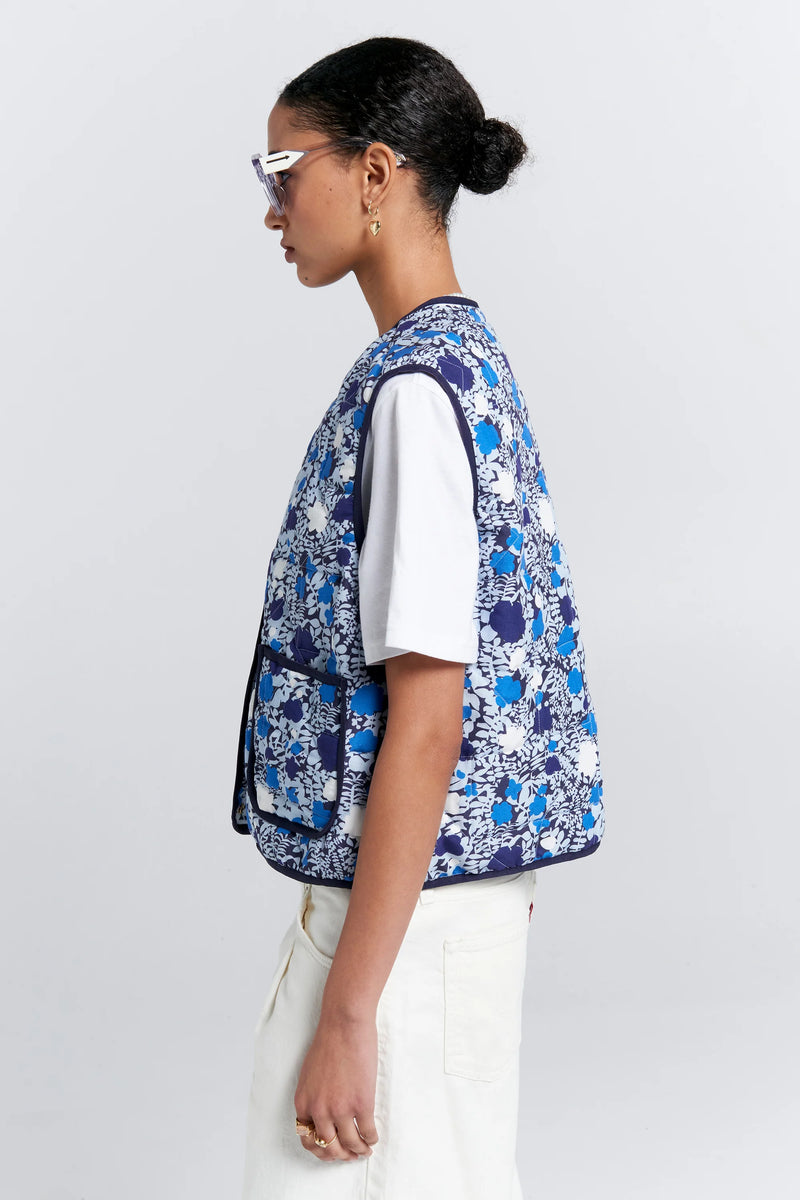 KAREN WALKER QUILTED DRIFT VEST-BLUE MULTI
