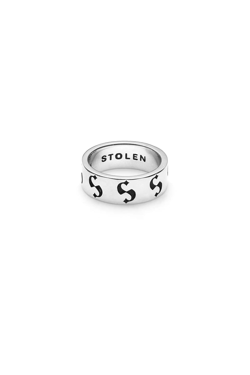 STOLEN S-LOGO IMPRINT BAND NARROW RING / N