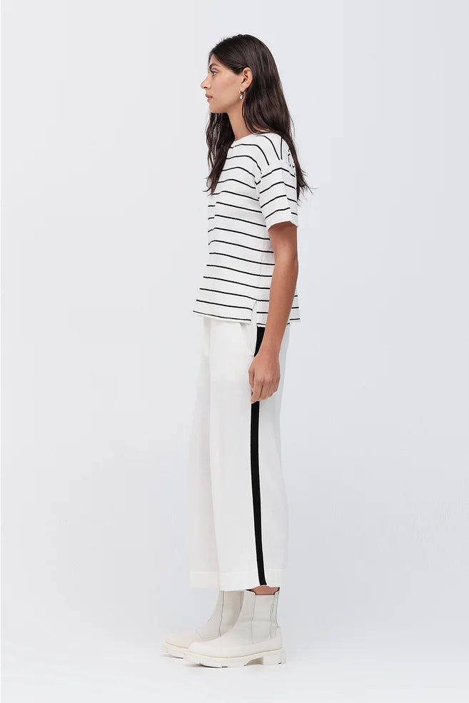 TAYLOR STRIPE SOLACE TEE-IVORY/BLACK