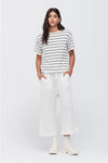 TAYLOR STRIPE SOLACE TEE-IVORY/BLACK