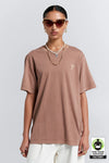 KAREN WALKER EMBROIDERED RUNAWAY GIRL CLASSIC T-SHIRT/TAUPE