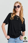 KAREN WALKER EMBROIDERED RUNAWAY GIRL CLASSIC T-SHIRT-BLACK