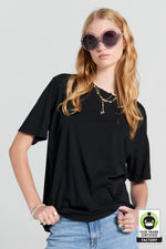 KAREN WALKER EMBROIDERED RUNAWAY GIRL CLASSIC T-SHIRT-BLACK
