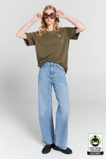 KAREN WALKER EMBROIDERED RUNAWAY GIRL CLASSIC T-SHIRT-GREEN