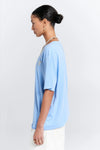 KAREN WALKER EMBROIDERED RUNAWAY GIRL CLASSIC T-SHIRT/BLUE