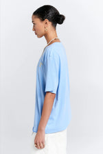 KAREN WALKER EMBROIDERED RUNAWAY GIRL CLASSIC T-SHIRT/BLUE