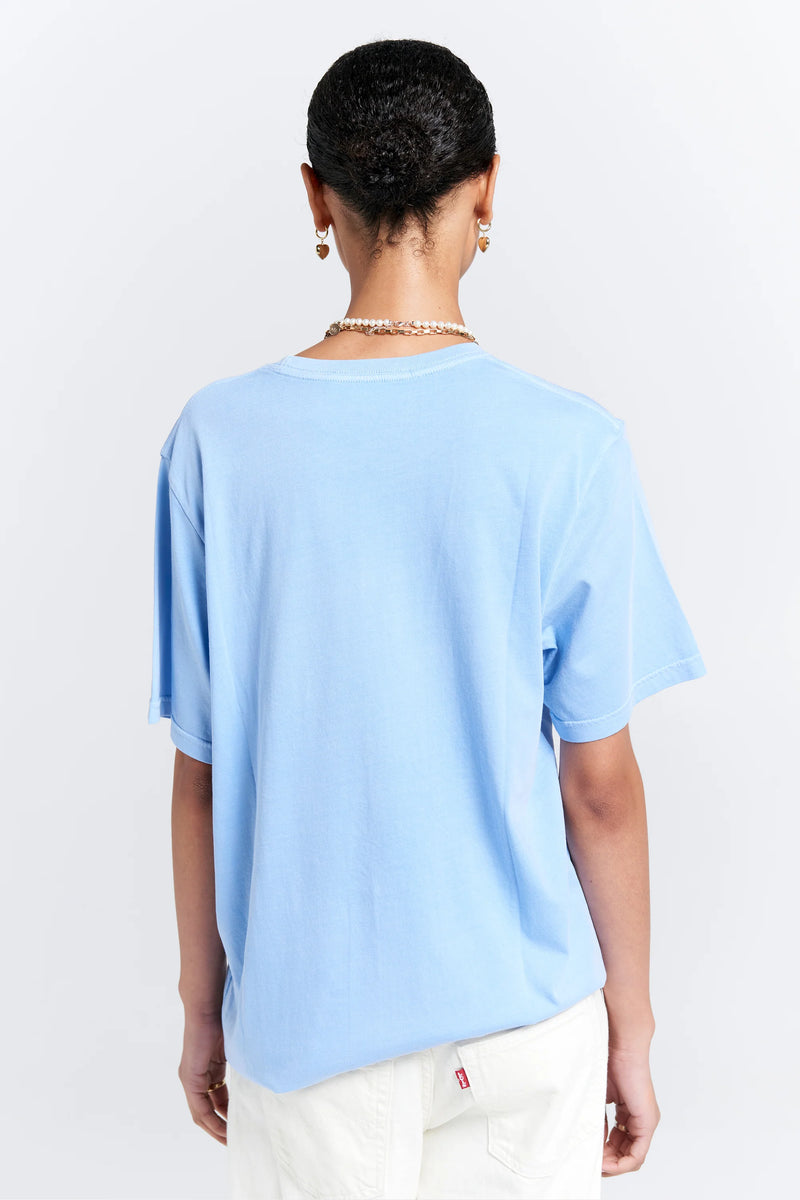 KAREN WALKER EMBROIDERED RUNAWAY GIRL CLASSIC T-SHIRT/BLUE