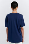 KAREN WALKER EMBROIDERED RUNAWAY GIRL CLASSIC T-SHIRT/NAVY