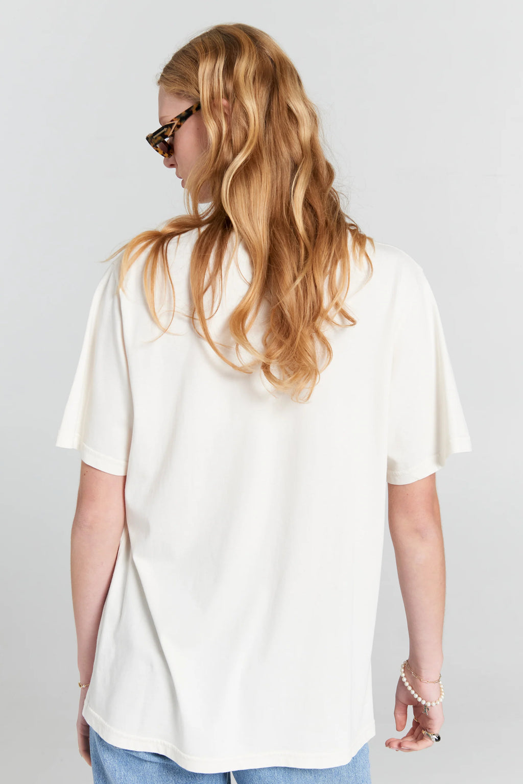 KAREN WALKER EMBROIDERED RUNAWAY GIRL CLASSIC T-SHIRT-ECRU