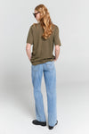 KAREN WALKER EMBROIDERED RUNAWAY GIRL CLASSIC T-SHIRT-GREEN