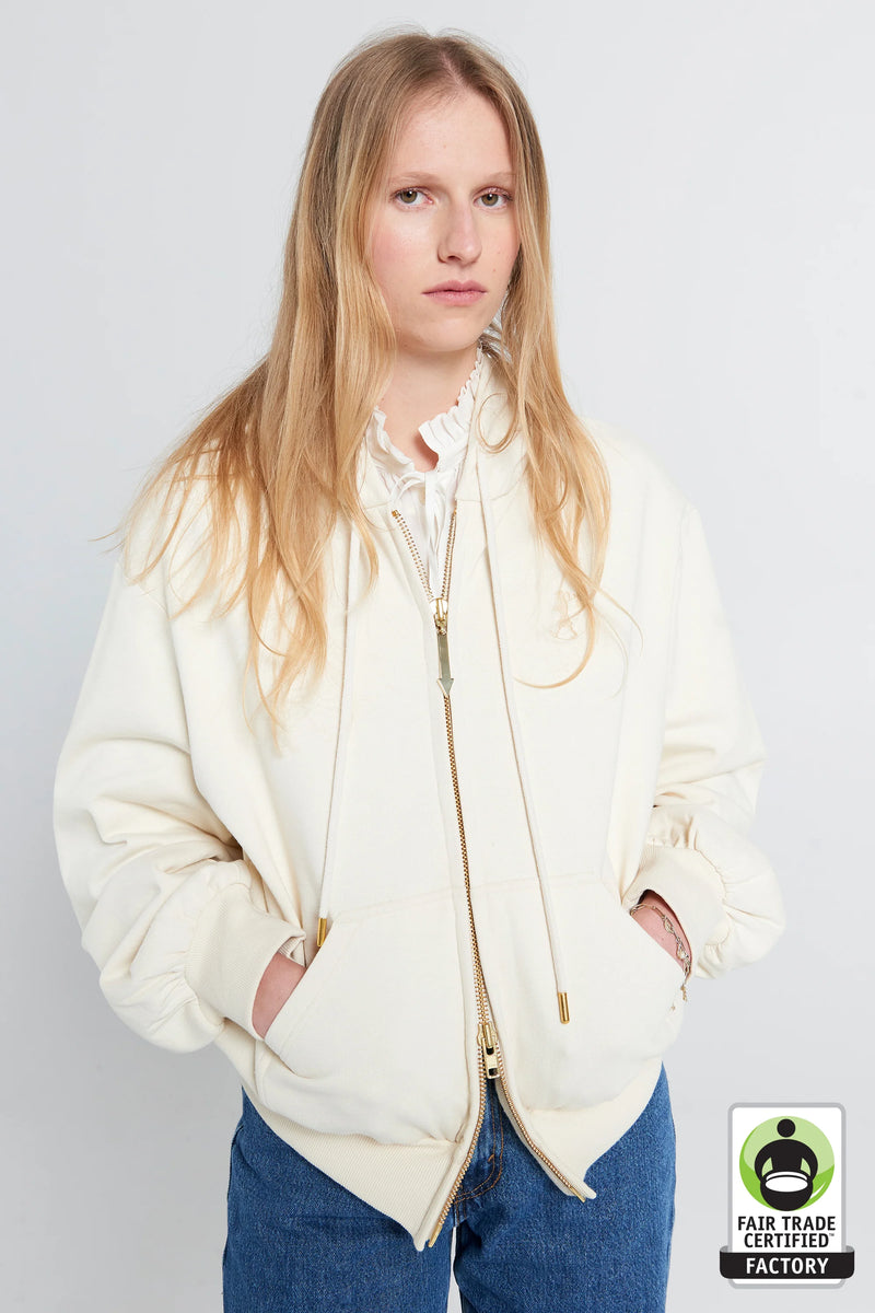 KAREN WALKER RUNAWAY GIRL CROPPED OVERSIZED HOODIE-ECRU
