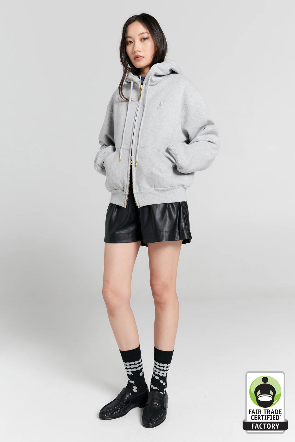 KAREN WALKER RUNAWAY GIRL CROPPED OVERSIZED HOODIE-GREY