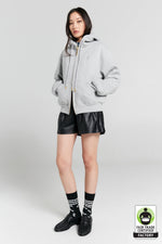 KAREN WALKER RUNAWAY GIRL CROPPED OVERSIZED HOODIE-GREY
