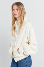 KAREN WALKER RUNAWAY GIRL CROPPED OVERSIZED HOODIE-ECRU