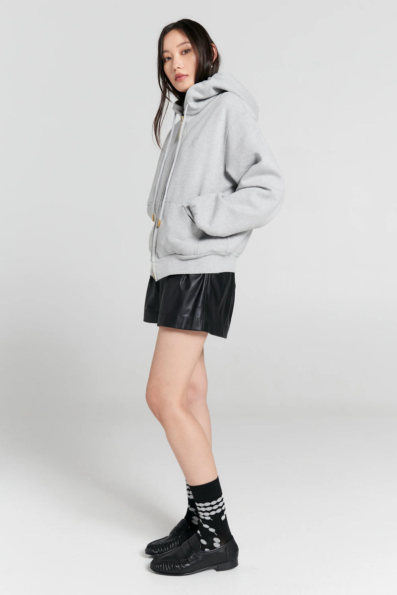 KAREN WALKER RUNAWAY GIRL CROPPED OVERSIZED HOODIE-GREY