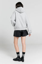 KAREN WALKER RUNAWAY GIRL CROPPED OVERSIZED HOODIE-GREY