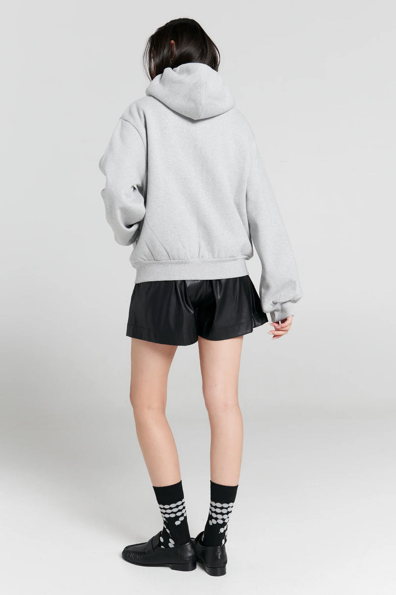 KAREN WALKER RUNAWAY GIRL CROPPED OVERSIZED HOODIE-GREY