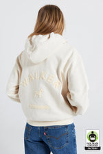 KAREN WALKER CROPPED OVERSIZED HOODIE-ECRU