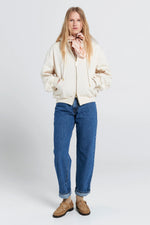 KAREN WALKER CROPPED OVERSIZED HOODIE-ECRU
