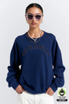 KAREN WALKER RUNAWAY COLLEGE CREWNECK SWEATSHIRT/NAVY