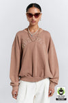 KAREN WALKER COLLEGE CREWNECK SWEATSHIRT-TAUPE