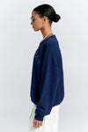 KAREN WALKER RUNAWAY COLLEGE CREWNECK SWEATSHIRT/NAVY