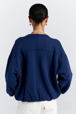KAREN WALKER RUNAWAY COLLEGE CREWNECK SWEATSHIRT/NAVY