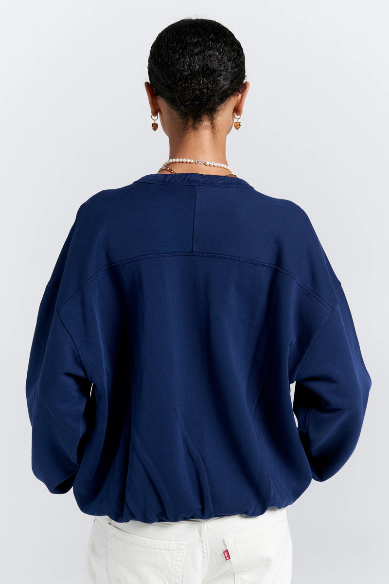 KAREN WALKER RUNAWAY COLLEGE CREWNECK SWEATSHIRT/NAVY