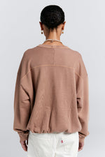KAREN WALKER COLLEGE CREWNECK SWEATSHIRT-TAUPE