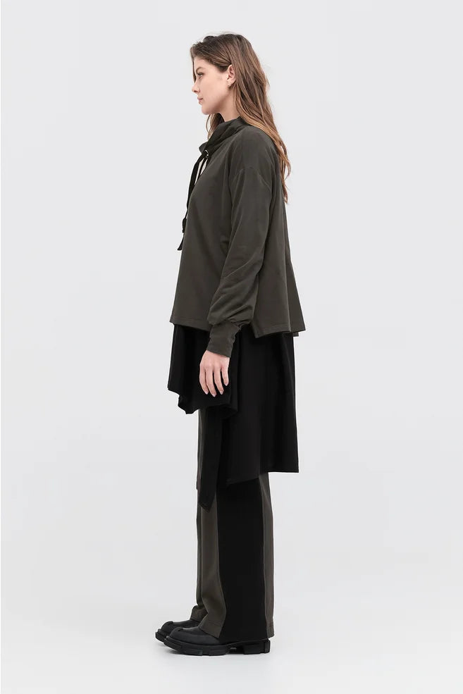 TAYLOR STRIP BRINK SWEATER-TARMAC/BLACK