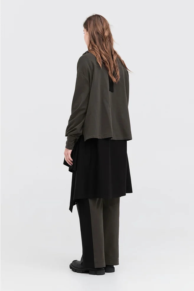 TAYLOR STRIP BRINK SWEATER-TARMAC/BLACK