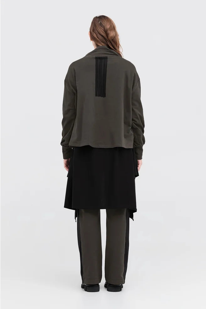 TAYLOR STRIP BRINK SWEATER-TARMAC/BLACK