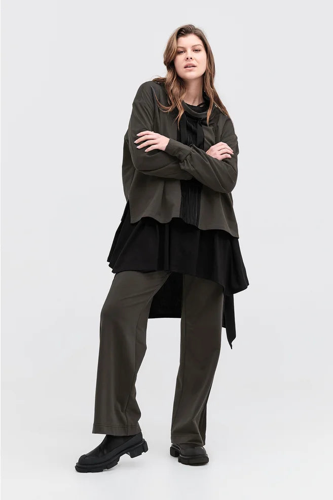 TAYLOR STRIP BRINK SWEATER-TARMAC/BLACK