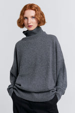 KAREN WALKER CARMEN OVERSIZED TURTLENECK SWEATER-CHARCOAL
