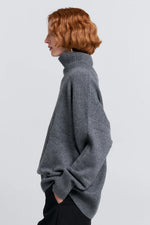 KAREN WALKER CARMEN OVERSIZED TURTLENECK SWEATER-CHARCOAL