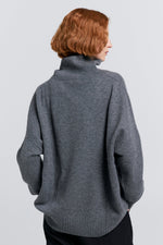 KAREN WALKER CARMEN OVERSIZED TURTLENECK SWEATER-CHARCOAL