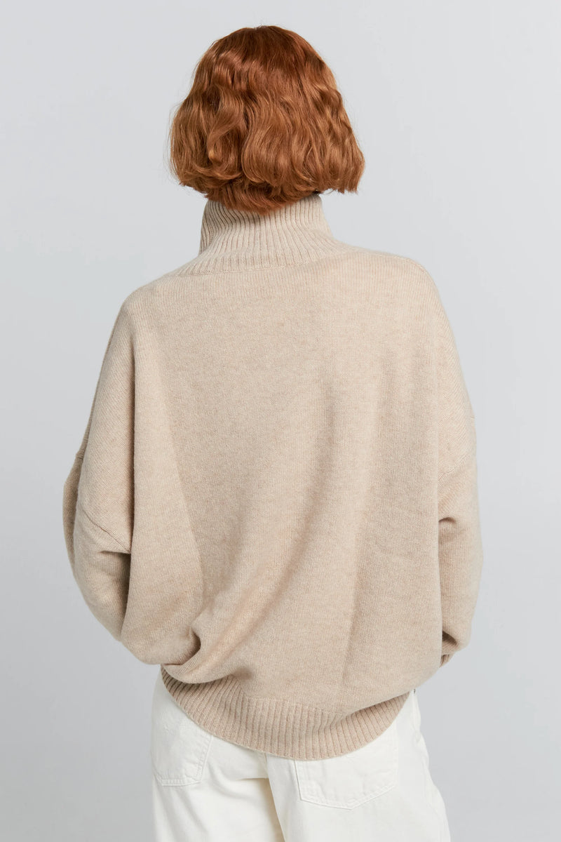 KAREN WALKER CARMEN OVERSIZED TURTLENECK SWEATER-STONE