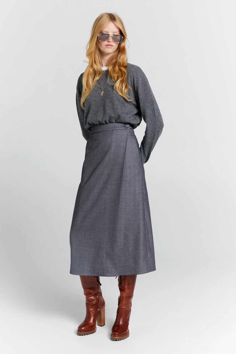 KAREN WALKER CLASSIC CASHMERE SWEATER-CHARCOAL
