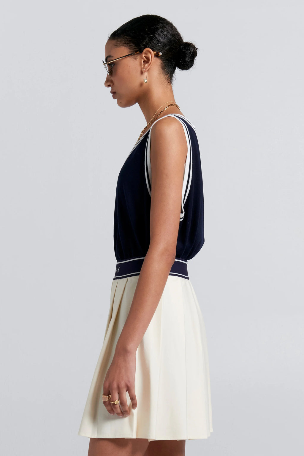 KAREN WALKER RELAX KNIT TANK-NAVY