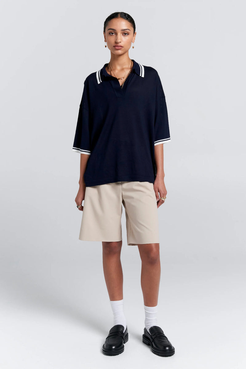 KAREN WALKER RELAX KNIT POLO-NAVY