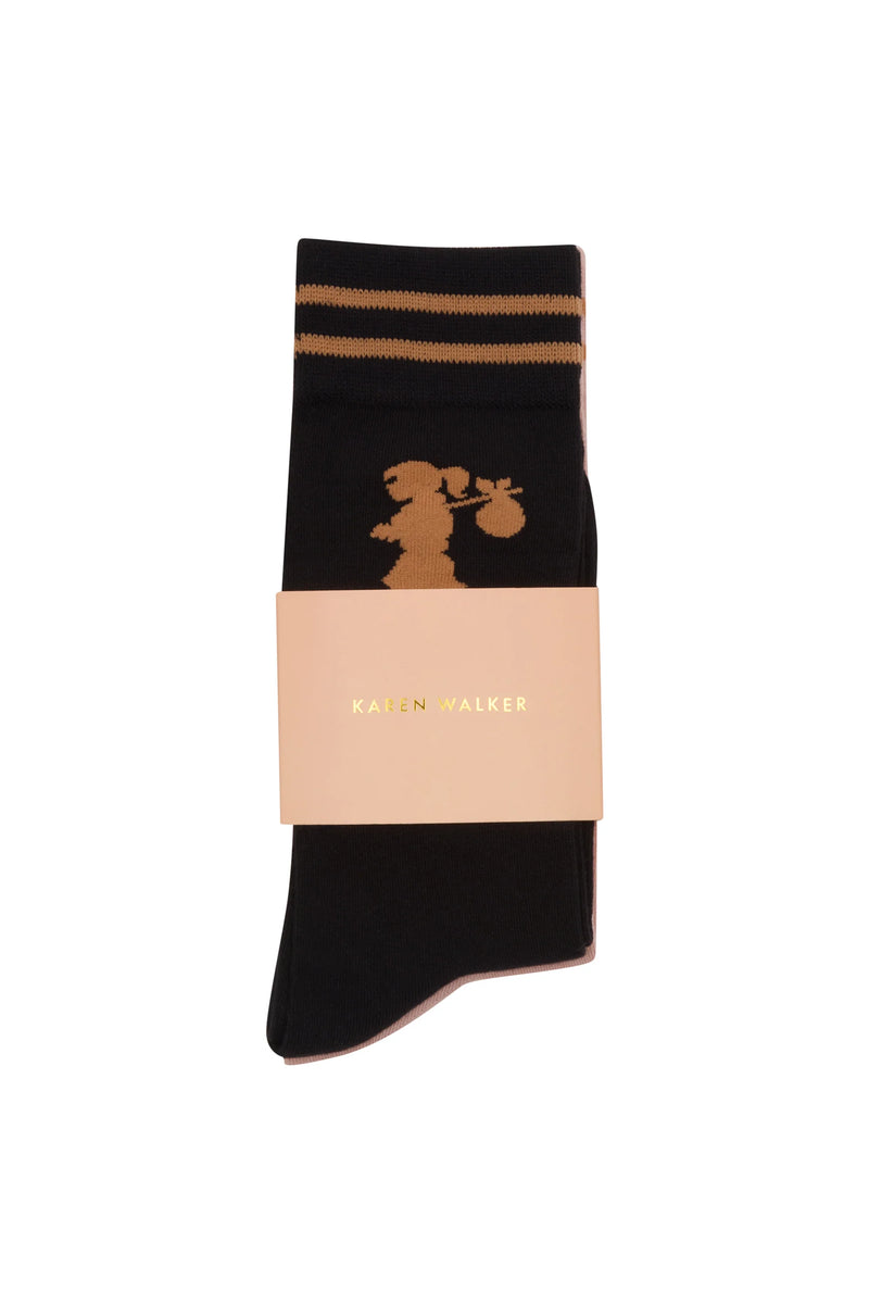 KAREN WALKER RUNAWAY GIRL SOCKS / BLACK-PINK
