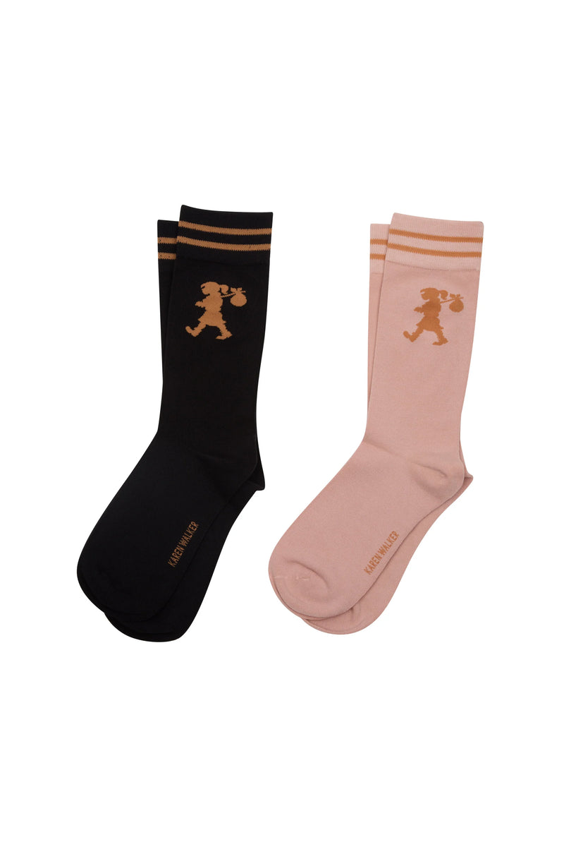 KAREN WALKER RUNAWAY GIRL SOCKS / BLACK-PINK