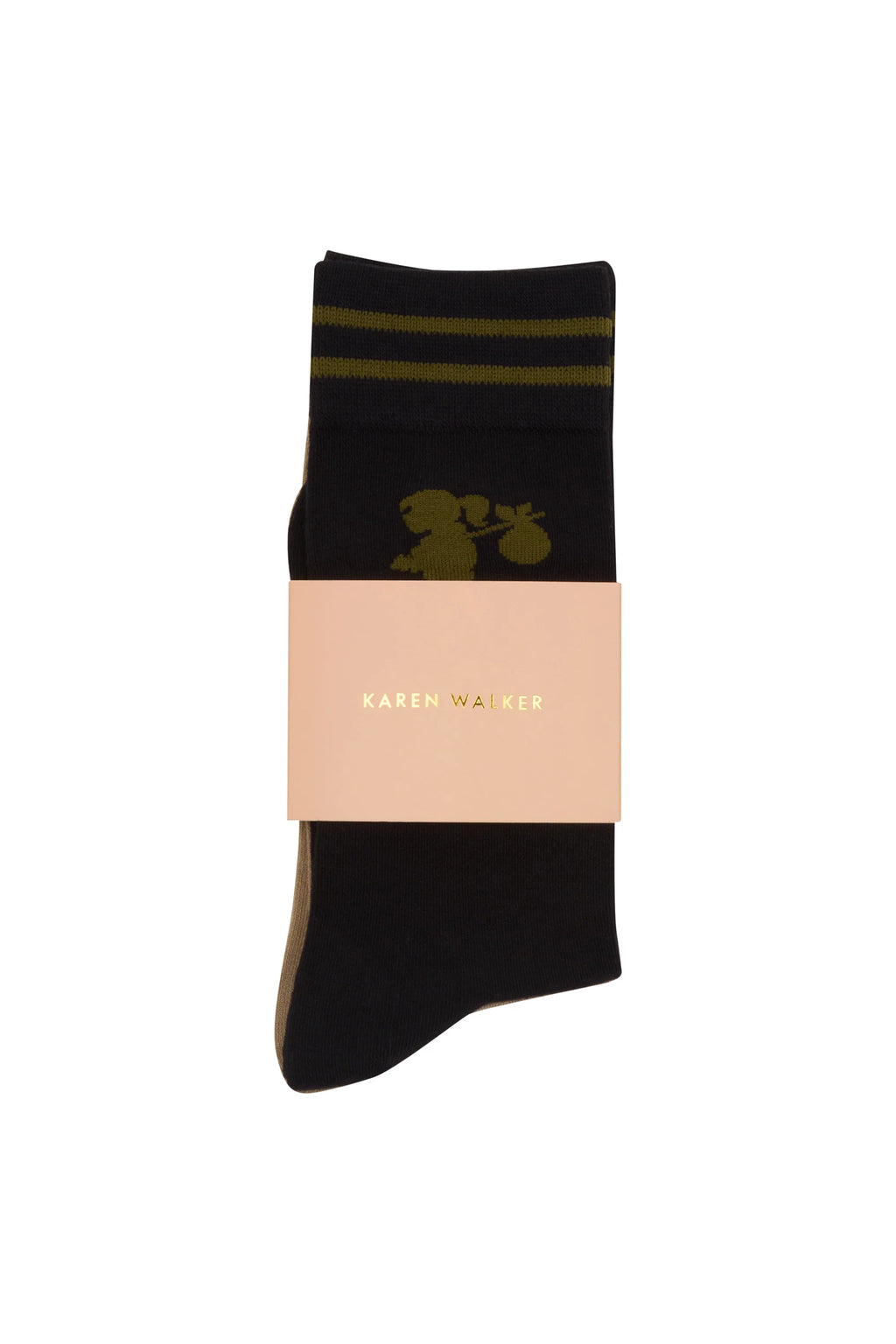 KAREN WALKER RUNAWAY GIRL SOCKS / BLACK-SESAME