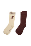 KAREN WALKER RUNAWAY GIRL SOCKS / CREAM-MAHOGANY